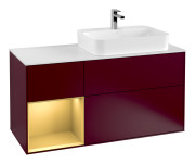 Тумба под раковину Villeroy & Boch Finion 120х50,1 см с подсветкой МДФ пион матовый лак/стекло белое матовое F391HFHB