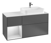 Тумба под раковину Villeroy & Boch Finion 120х50,1 см с подсветкой МДФ антрацит матовый лак/стекло белое матовое F391MTGK