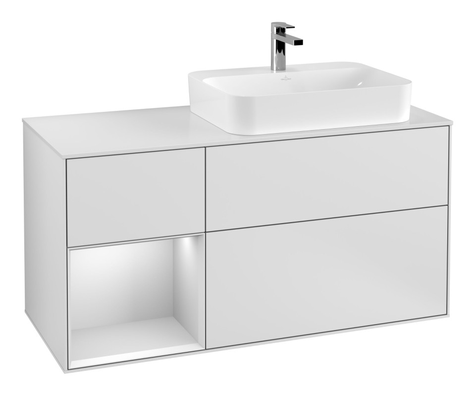 Тумба під раковину Villeroy & Boch Finion 120х50,1 см із підсвічуванням МДФ білий матовий лак/скло біле матове F391MTMT