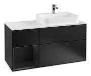 Тумба под раковину Villeroy & Boch Finion 120х50,1 см с подсветкой МДФ черный матовый лак/стекло белое матовое F391PDPD