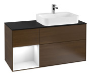 Тумба под раковину Villeroy & Boch Finion 120х50,1 см с подсветкой МДФ шпон грецкого ореха/стекло черное матовое F392GFGN