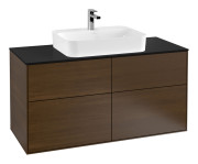 Тумба под раковину Villeroy & Boch Finion 120х50,1 см МДФ шпон грецкого ореха/стекло черное матовое F38200GN