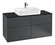 Тумба під раковину Villeroy & Boch Finion 120х50,1 см МДФ темно-синій матовий лак/скло чорне матове F38200HG