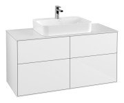 Тумба под раковину Villeroy & Boch Finion 120х50,1 см с подсветкой МДФ глянцевый белый лак/стекло белое матовое G38100GF