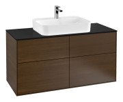 Тумба под раковину Villeroy & Boch Finion 120х50,1 см с подсветкой МДФ шпон грецкого ореха/стекло черное матовое G38200GN