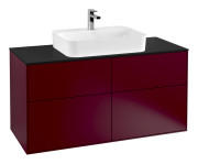 Тумба под раковину Villeroy & Boch Finion 120х50,1 см с подсветкой МДФ пион матовый лак/стекло черное матовое G38200HB