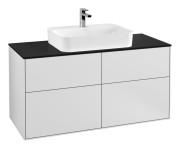 Тумба под раковину Villeroy & Boch Finion 120х50,1 см с подсветкой МДФ белый матовый лак/стекло черное матовое G38200MT