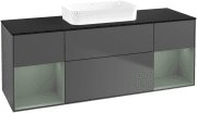 Тумба під раковину Villeroy & Boch Finion 160х50,1 см із підсвічуванням МДФ антрацит матовий лак/скло чорне матове G742GMGK