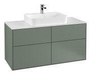 Тумба під раковину Villeroy & Boch Finion 120х50,1 см із підсвічуванням МДФ оливковий матовий лак/скло біле матове G38100GM