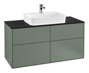 Тумба под раковину Villeroy & Boch Finion 120х50,1 см с подсветкой МДФ оливковый матовый лак/стекло черное матовое G38200GM