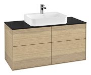 Тумба під раковину Villeroy & Boch Finion 120х50,1 см із підсвічуванням МДФ шпон дуба/скло чорне матове G38200PC