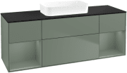 Тумба під раковину Villeroy & Boch Finion 160х50,1 см із підсвічуванням МДФ оливковий матовий лак/скло чорне матове G742GMGM
