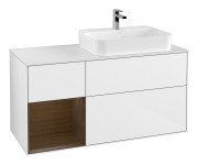 Тумба під раковину Villeroy & Boch Finion 120х50,1 см із підсвічуванням МДФ білий глянцевий лак/скло біле матове F391GNGF