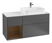 Тумба під раковину Villeroy & Boch Finion 120х50,1 см з підсвічуванням антрацит матовий лак/скло біле матове F391GNGK