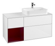 Тумба під раковину Villeroy & Boch Finion 120х50,1 см із підсвічуванням МДФ білий глянцевий лак/скло біле матове F391HBGF