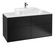 Тумба під раковину Villeroy & Boch Finion 120х50,1 см МДФ чорний матовий лак/скло біле матове F38100PD