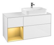 Тумба під раковину Villeroy & Boch Finion 120х50,1 см із підсвічуванням МДФ білий глянцевий лак/скло біле матове F391HFGF