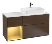 Тумба під раковину Villeroy & Boch Finion 120х50,1 см із підсвічуванням МДФ шпон волоського горіха/скло біле матове F391HFGN