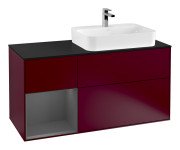 Тумба під раковину Villeroy & Boch Finion 120х50,1 см з підсвічуванням МДФ півонія матовий лак/скло чорне матове F392GKHB