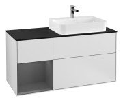 Тумба під раковину Villeroy & Boch Finion 120х50,1 см із підсвічуванням МДФ білий матовий лак/скло чорне матове F392GKMT