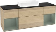 Тумба під раковину Villeroy & Boch Finion 160х50,1 см із підсвічуванням МДФ шпон дуба/скло чорне матове G742GMPC