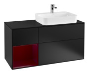 Тумба под раковину Villeroy & Boch Finion 120х50,1 см с подсветкой МДФ черный матовый лак/стекло черное матовое F392HBPD