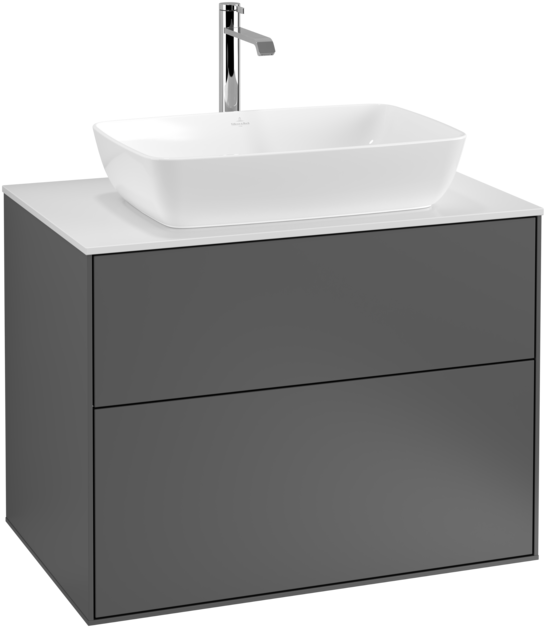 Тумба під раковину Villeroy & Boch Finion 80х50,1 см МДФ антрацит матовий лак/скло біле матове F75100GK