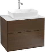 Тумба под раковину Villeroy & Boch Finion 80х50,1 см МДФ шпон грецкого ореха/стекло белое матовое F75100GN