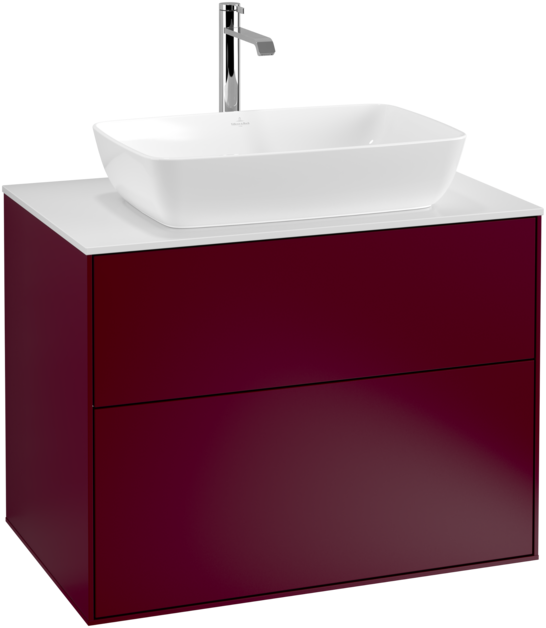 Тумба под раковину Villeroy & Boch Finion 80х50,1 см МДФ пион матовый лак/стекло белое матовое F75100HB