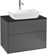 Тумба під раковину Villeroy & Boch Finion 80х50,1 см МДФ антрацит матовий лак/скло чорне матове F75200GK