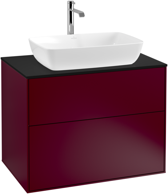 Тумба под раковину Villeroy & Boch Finion 80х50,1 см МДФ пион матовый лак/стекло черное матовое F75200HB