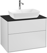 Тумба под раковину Villeroy & Boch Finion 80х50,1 см МДФ белый матовый лак/стекло черное матовое F75200MT