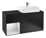 Тумба под раковину Villeroy & Boch Finion 120х50,1 см с подсветкой МДФ черный матовый лак/стекло черное матовое F392MTPD
