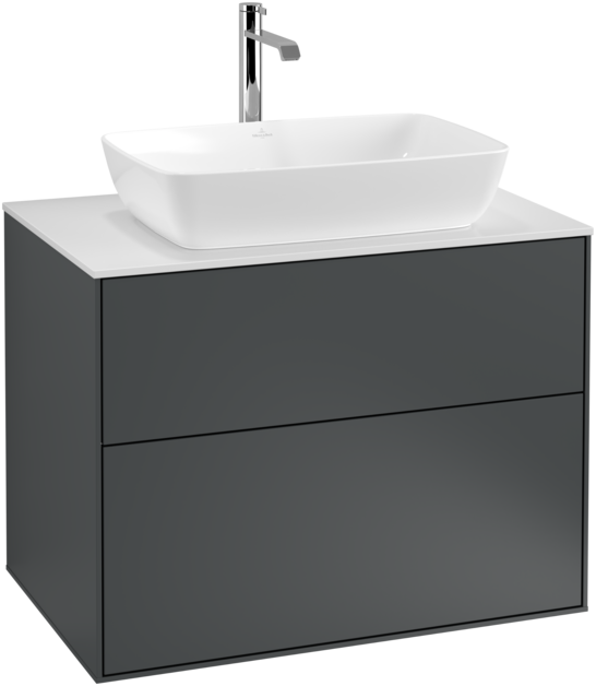 Тумба под раковину Villeroy & Boch Finion 80х50,1 см МДФ темно-синий матовый лак/стекло белое матовое F75100HG