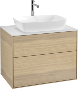 Тумба под раковину Villeroy & Boch Finion 80х50,1 см МДФ шпон дуба/стекло белое матовое F75100PC