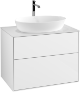 Тумба под раковину Villeroy & Boch Finion 80х50,1 см с подсветкой МДФ глянцевый белый лак/стекло белое матовое G75100GF