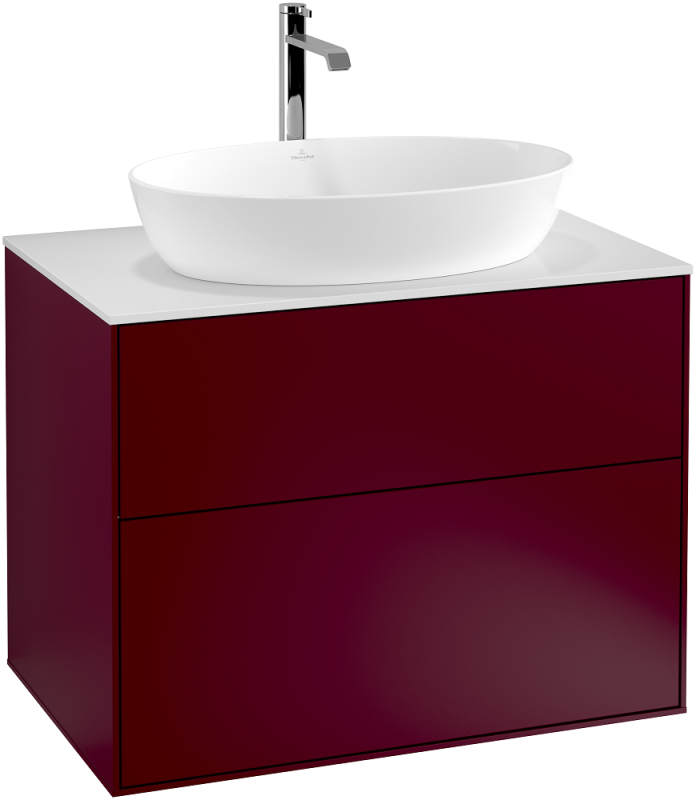 Тумба під раковину Villeroy & Boch Finion 80х50,1 см з підсвічуванням МДФ півонія матовий лак/скло біле матове G75100HB