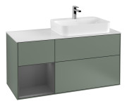 Тумба под раковину Villeroy & Boch Finion 120х50,1 см с подсветкой МДФ оливковый матовый лак/стекло белое матовое F391GKGM