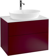 Тумба під раковину Villeroy & Boch Finion 80х50,1 см з підсвічуванням МДФ півонія матовий лак/скло біле матове G75100HB