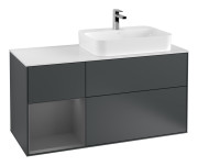 Тумба під раковину Villeroy & Boch Finion 120х50,1 см із підсвічуванням МДФ темно-синій матовий лак/скло біле матове F391GKHG