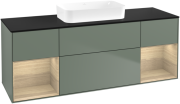 Тумба под раковину Villeroy & Boch Finion 160х50,1 см с подсветкой МДФ оливковый матовый лак/стекло черное матовое G742PCGM