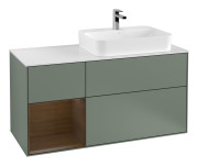 Тумба под раковину Villeroy & Boch Finion 120х50,1 см с подсветкой МДФ оливковый матовый лак/стекло белое матовое F391GNGM