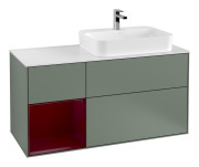 Тумба под раковину Villeroy & Boch Finion 120х50,1 см с подсветкой МДФ оливковый матовый лак/стекло белое матовое F391HBGM