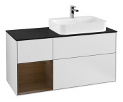 Тумба под раковину Villeroy & Boch Finion 120х50,1 см с подсветкой МДФ белый матовый лак/стекло черное матовое F392GNMT