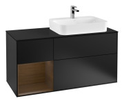 Тумба под раковину Villeroy & Boch Finion 120х50,1 см с подсветкой МДФ черный матовый лак/стекло черное матовое F392GNPD