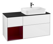 Тумба под раковину Villeroy & Boch Finion 120х50,1 см с подсветкой МДФ глянцевый белый лак/стекло черное матовое F392HBGF