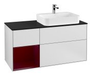 Тумба під раковину Villeroy & Boch Finion 120х50,1 см із підсвічуванням МДФ білий матовий лак/скло чорне матове F392HBMT