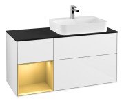 Тумба под раковину Villeroy & Boch Finion 120х50,1 см с подсветкой МДФ глянцевый белый лак/стекло черное матовое F392HFGF