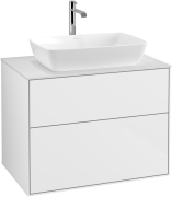 Тумба під раковину Villeroy & Boch Finion 80х50,1 см МДФ білий глянцевий лак/скло біле матове F75100GF