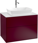 Тумба під раковину Villeroy & Boch Finion 80х50,1 см МДФ півонія матовий лак/скло біле матове F75100HB